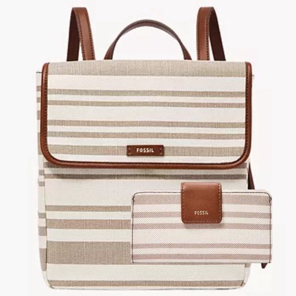 Fossil Backpack Purse & Wallet Clutch Bundle NWT
